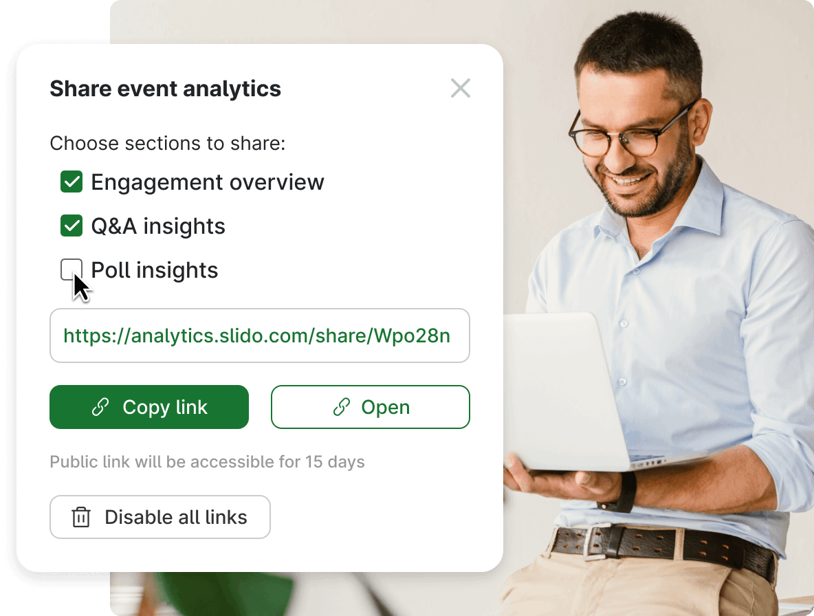 Share event analytics.