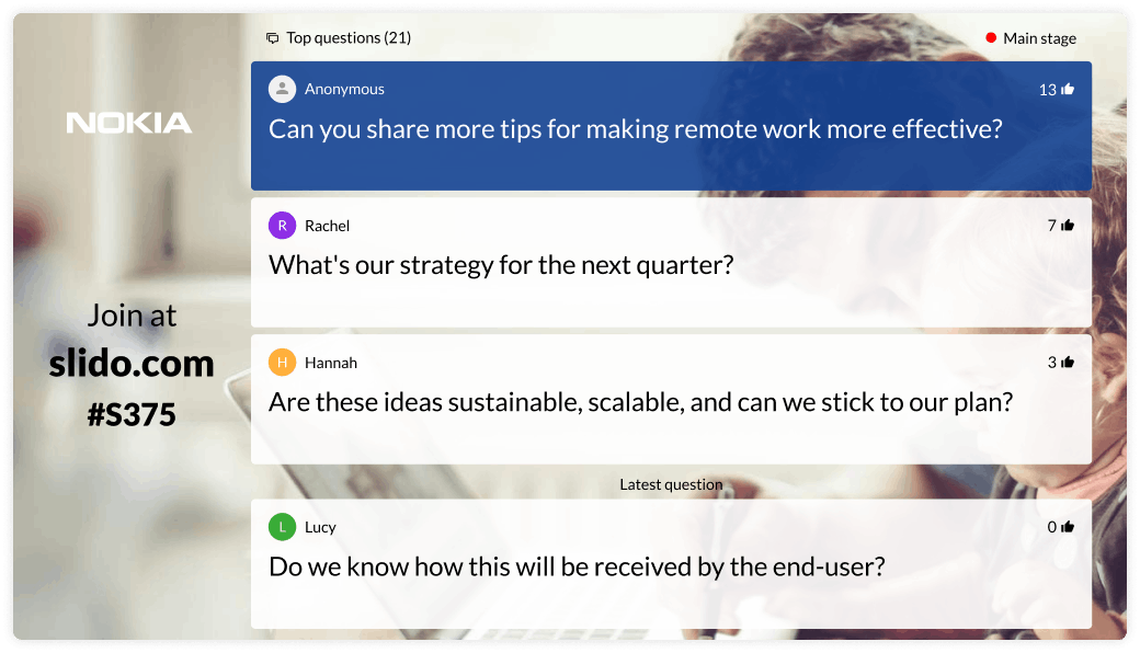NOKIA uses Slido Q&A.