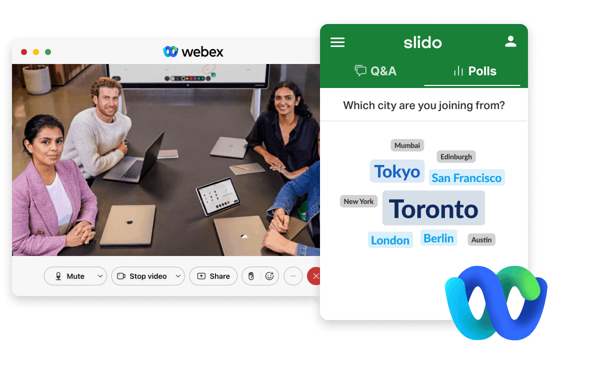 Slido integrated directly into Webex meeting.